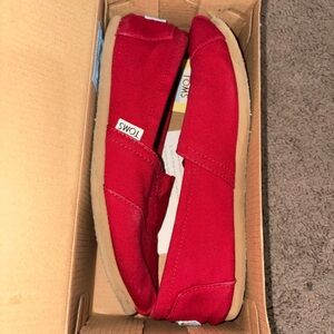 TOMS Classic Canvas Slip-Ons in Red